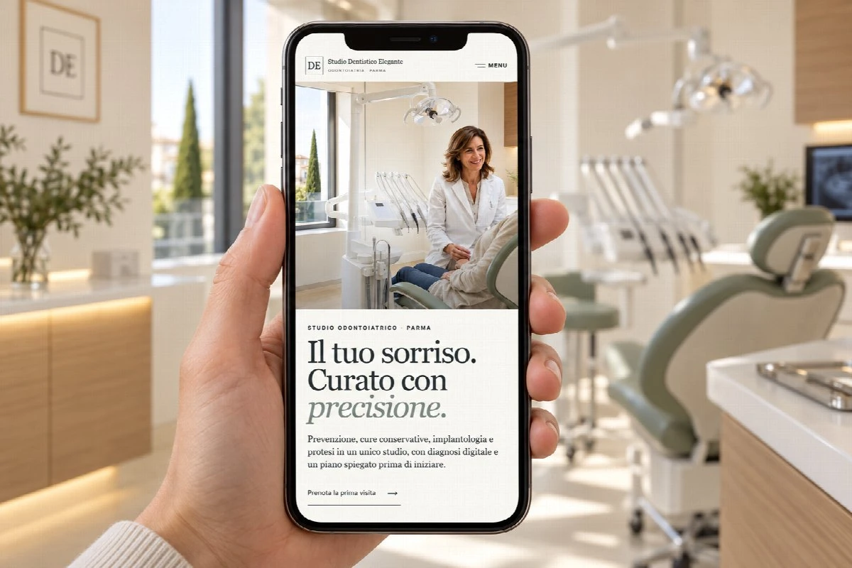 Sito Web professionale Studio Dentistico Elegante su smartphone