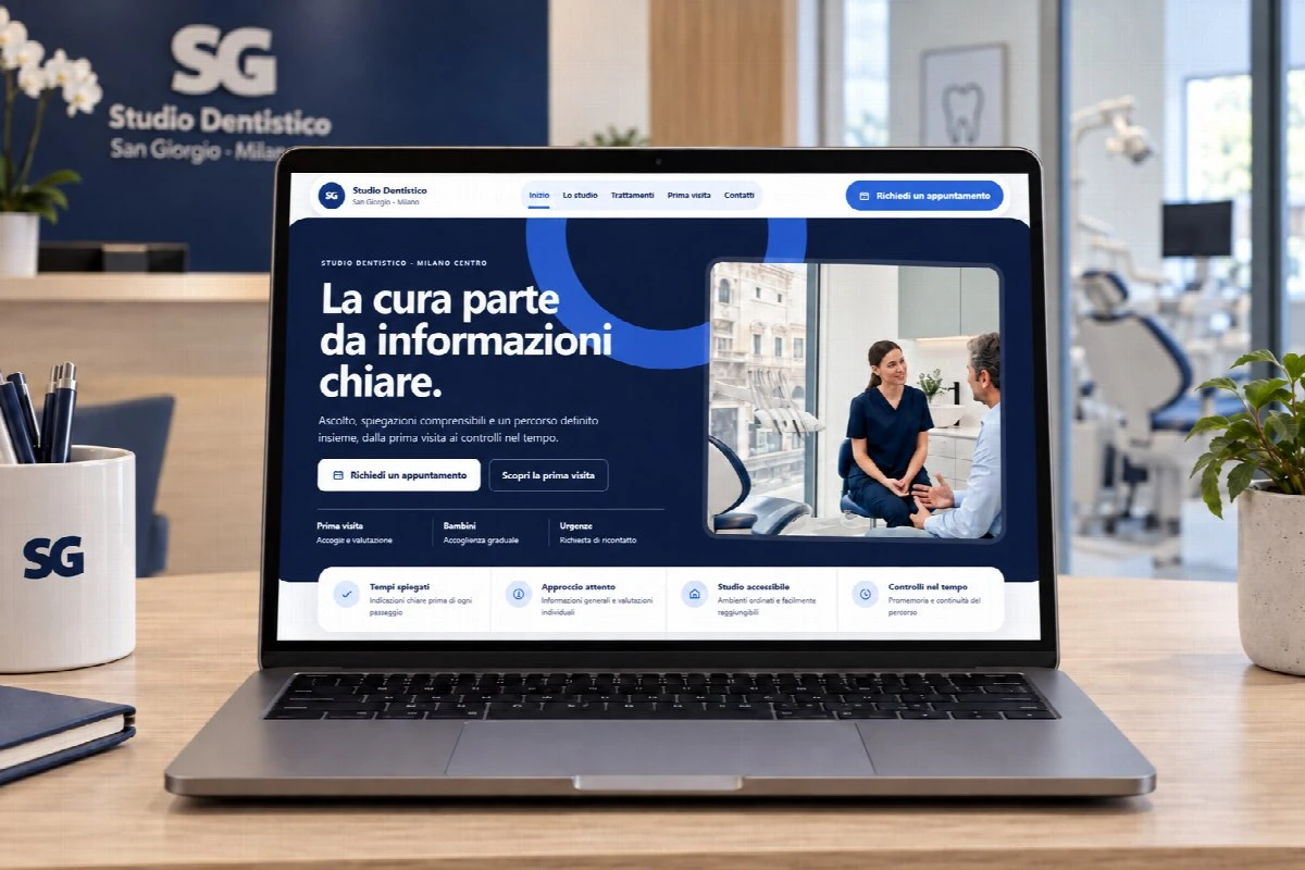 Sito Web professionale Studio Dentistico Istituzionale su un computer portatile