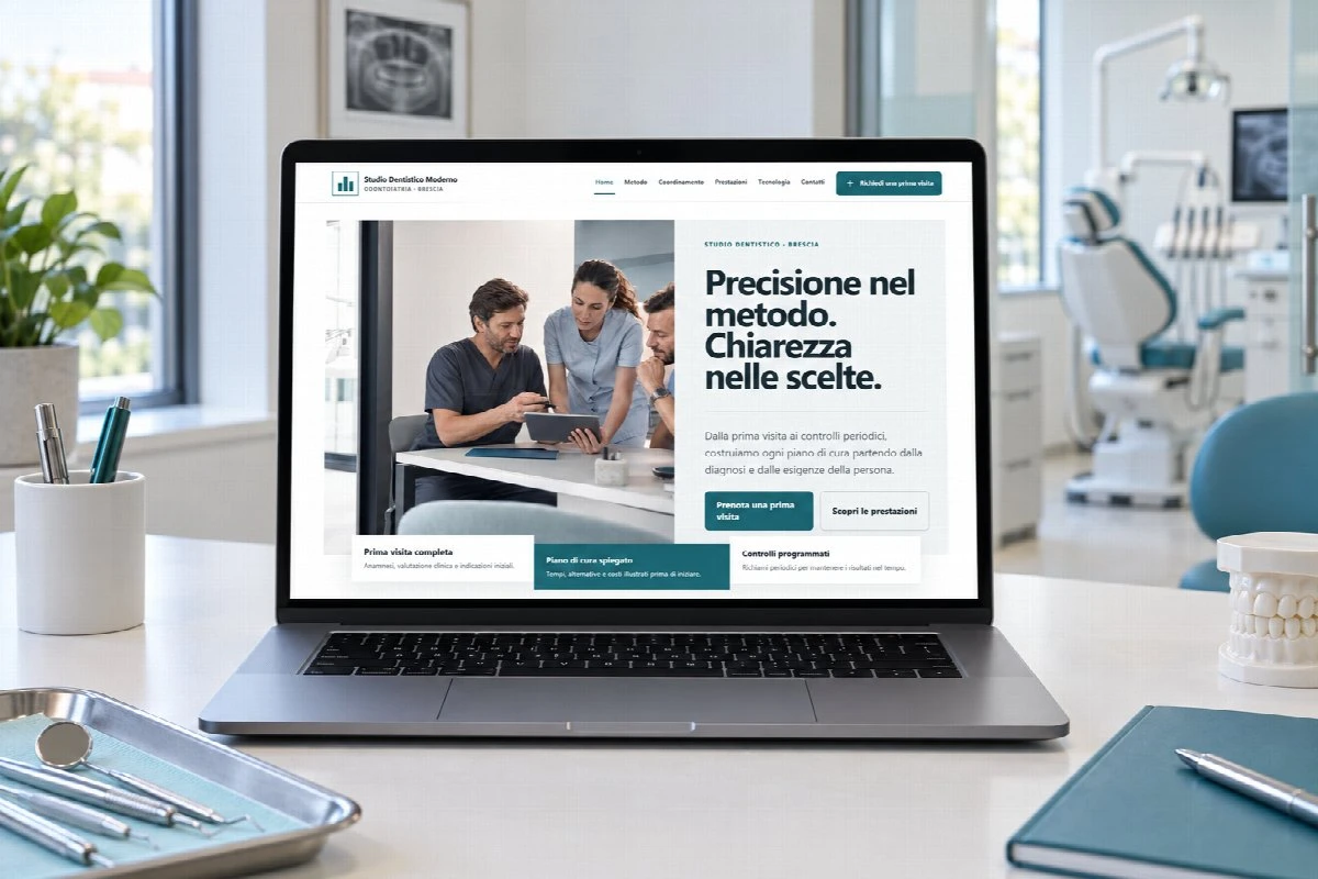 Sito Web professionale Studio Dentistico Moderno su un computer portatile