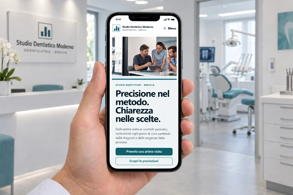Sito Web professionale Studio Dentistico Moderno su smartphone