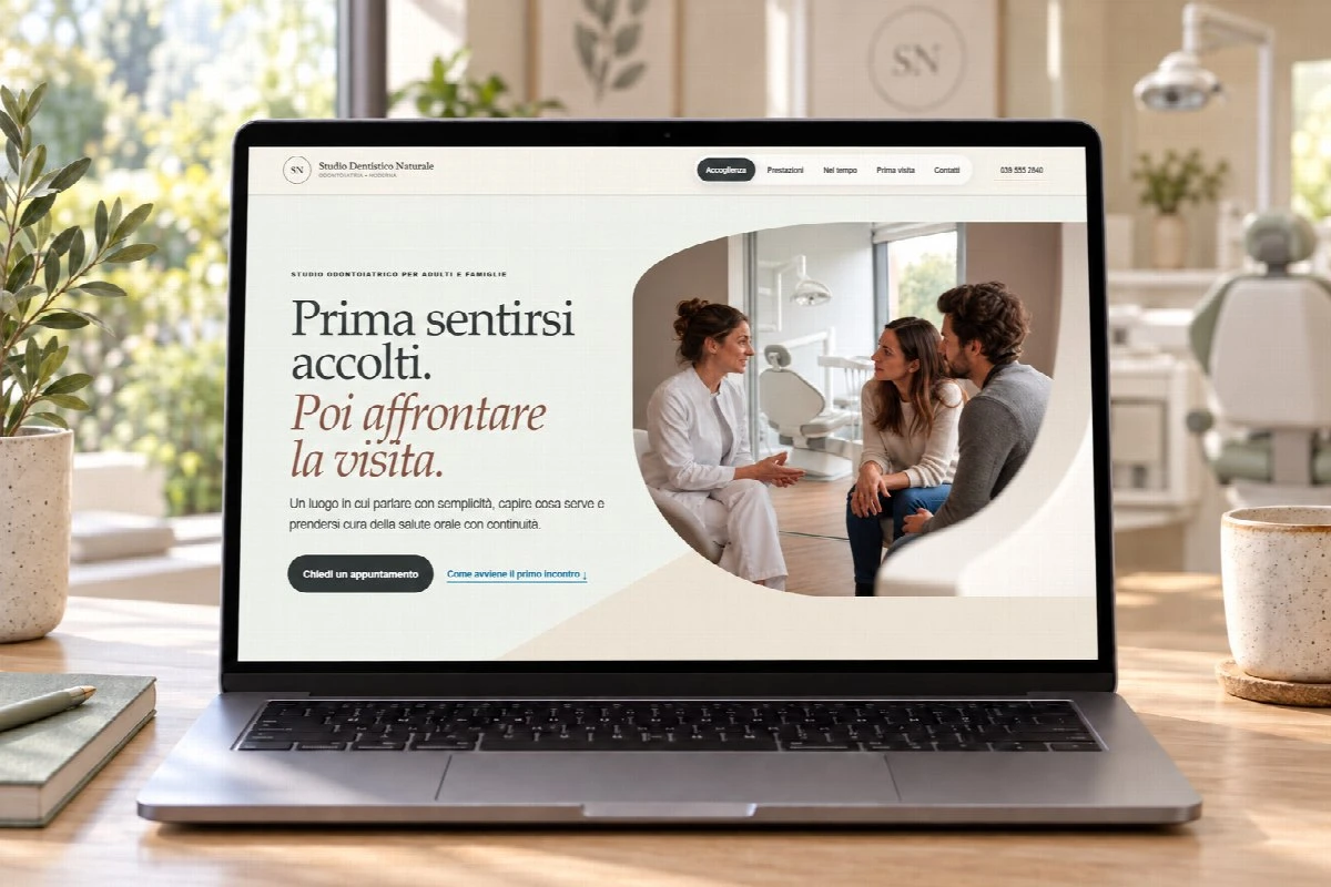 Sito Web professionale Studio Dentistico Naturale su un computer portatile