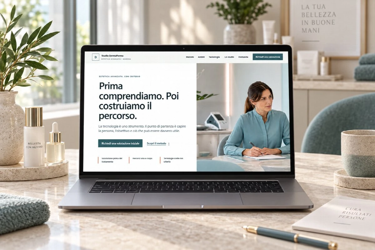 Sito Web professionale Studio DermaForma su un computer portatile