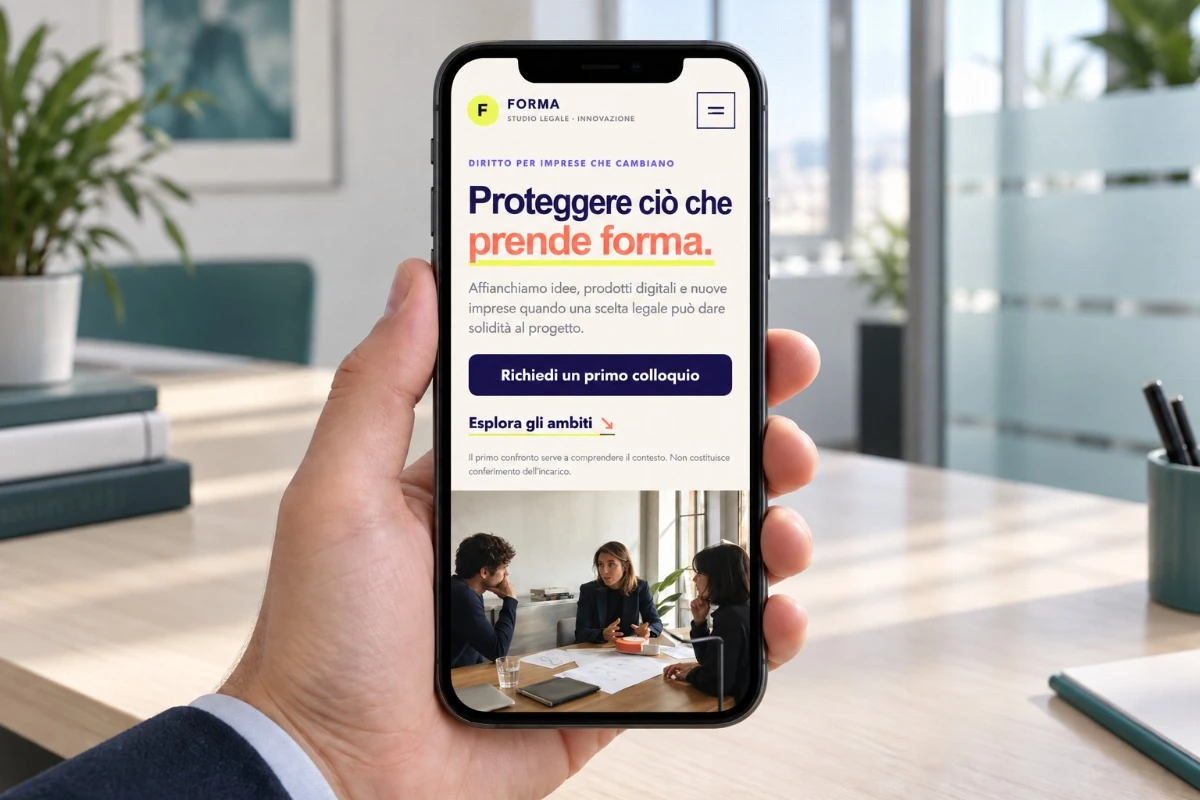 Sito Web professionale Studio Legale Innovazione su smartphone