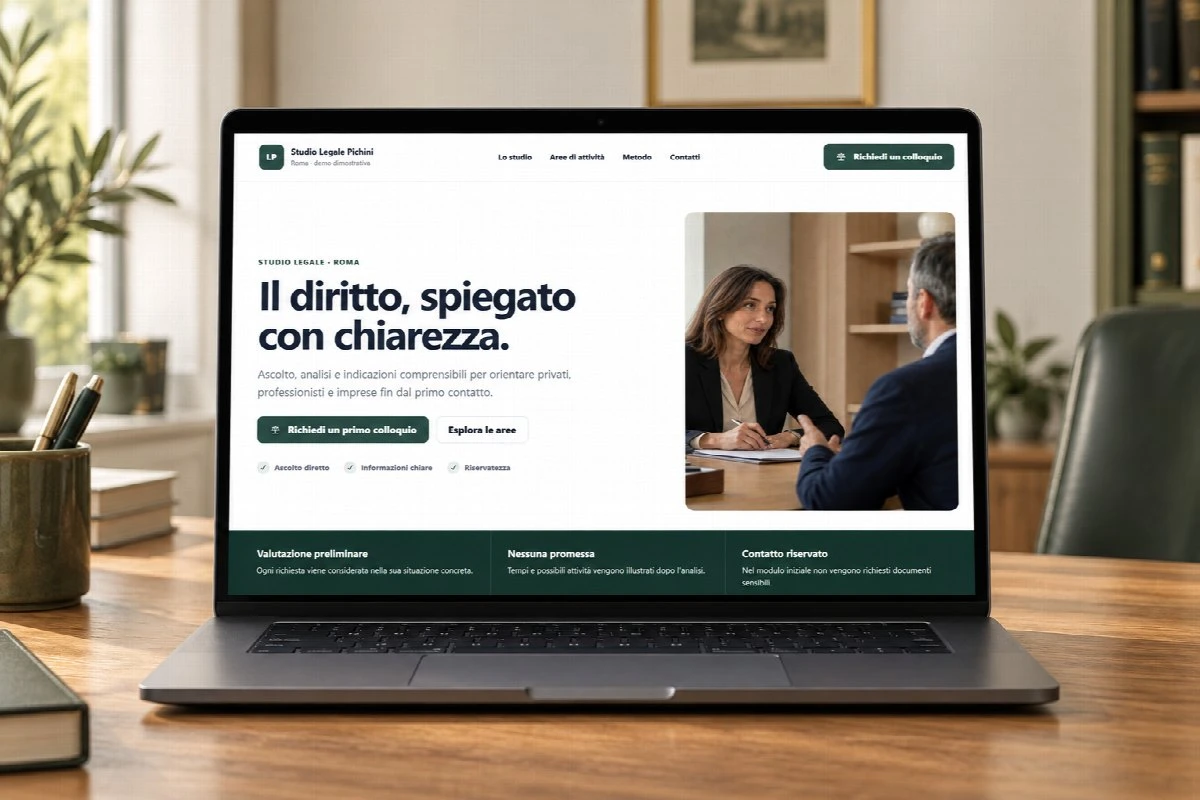Sito Web professionale Studio Legale Pichini su un computer portatile