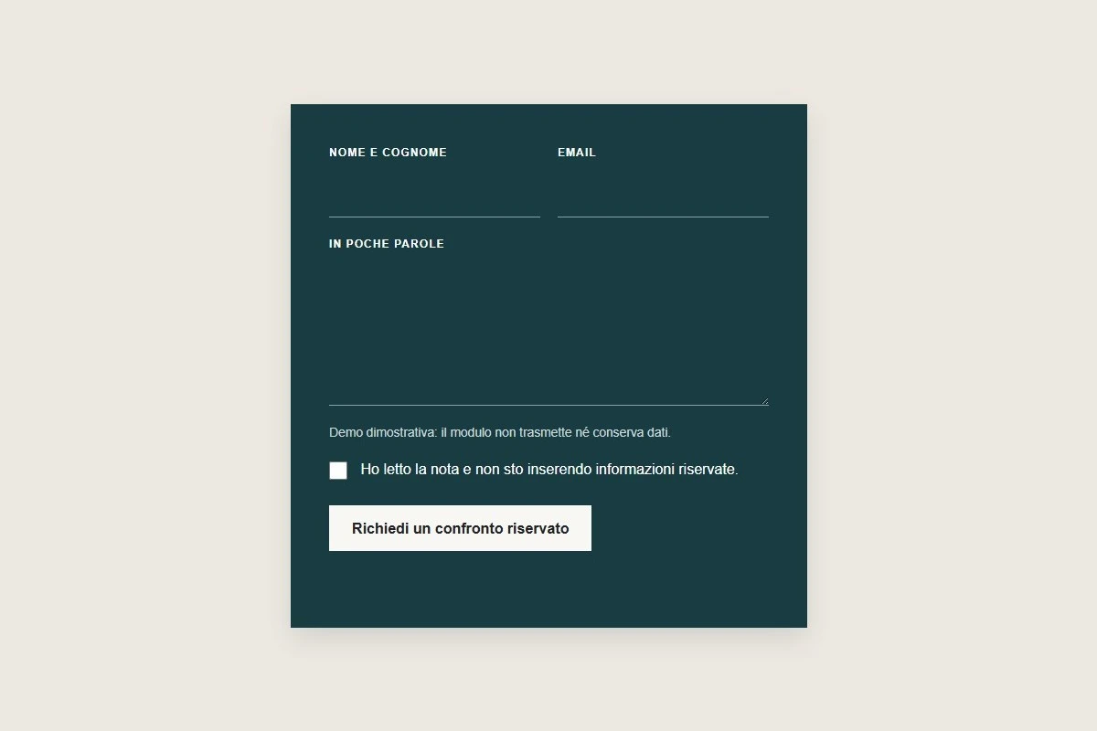 Sito Web professionale Studio Legale Premium: modulo di primo contatto