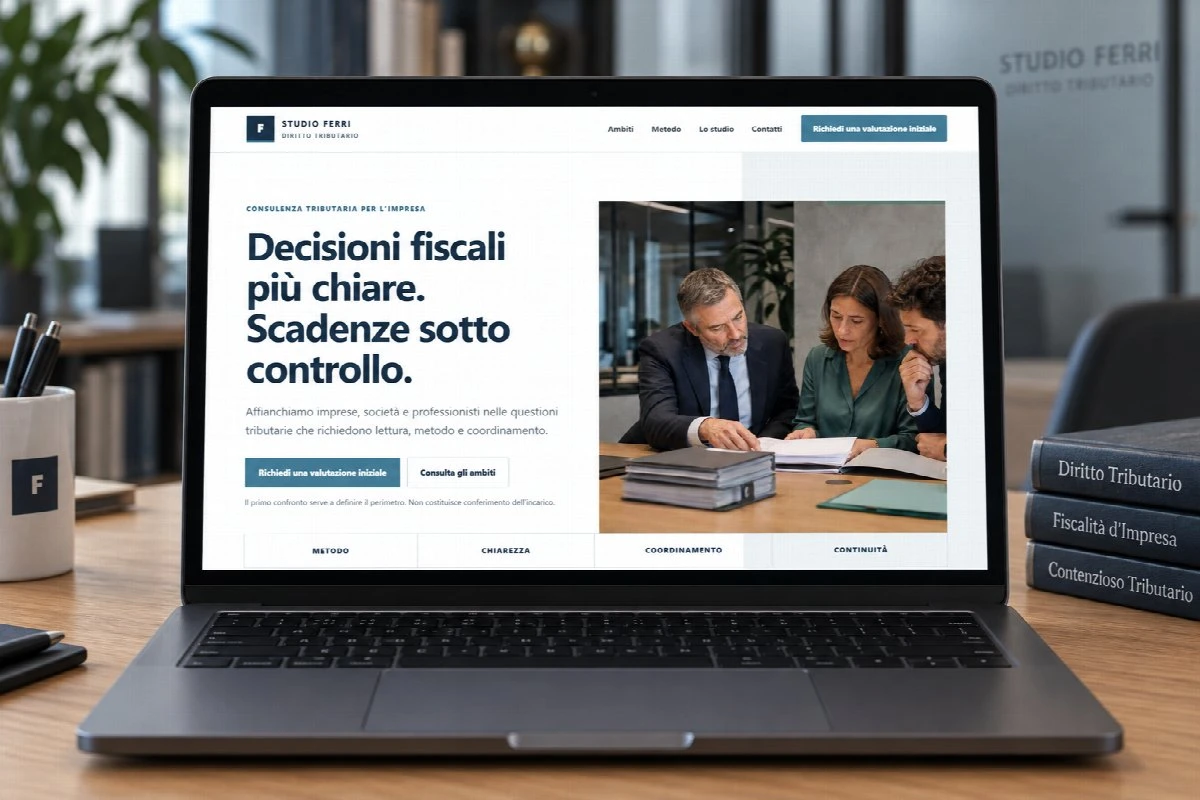Sito Web professionale Studio Tributario su un computer portatile