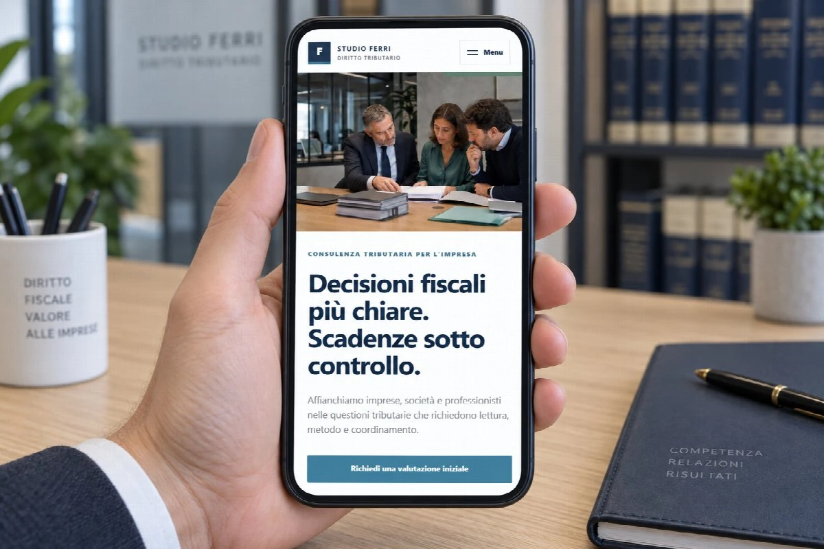 Sito Web professionale Studio Tributario su smartphone