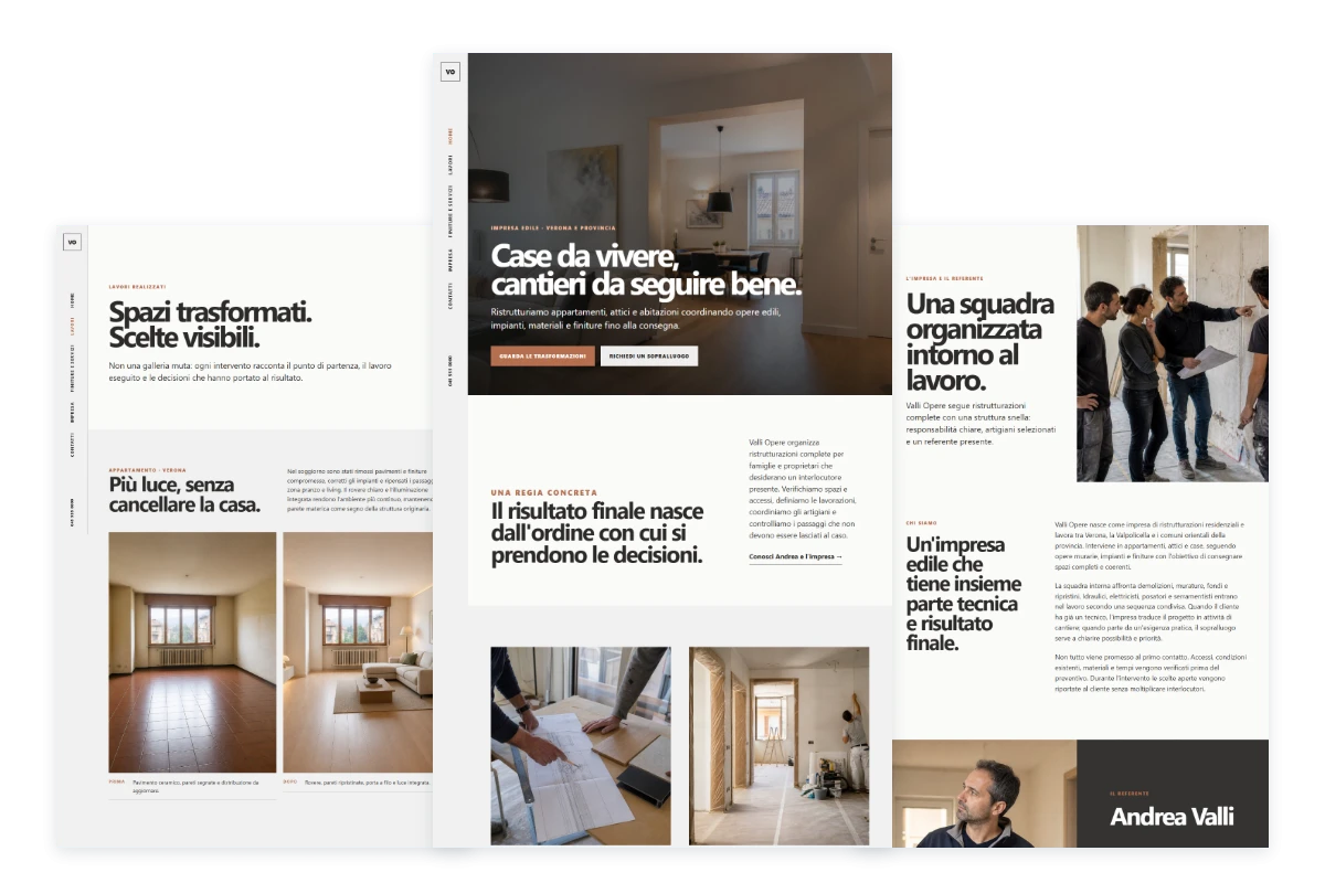 Sito Web professionale Valli Opere: lavori, materiali, impresa e contatti