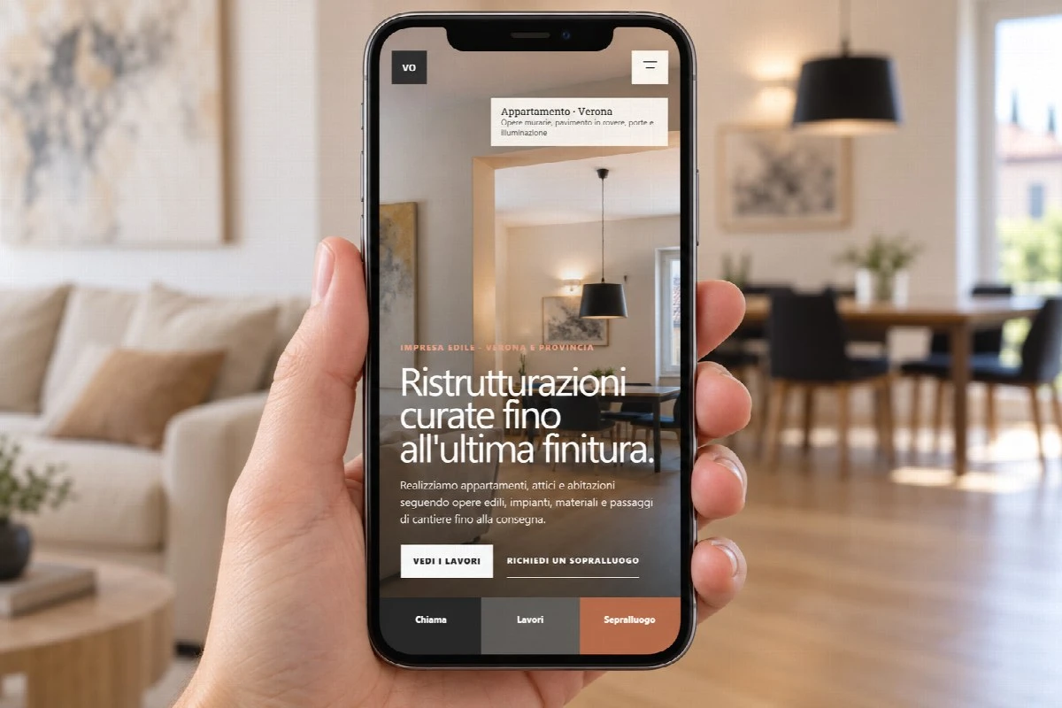Sito Web professionale Valli Opere su smartphone