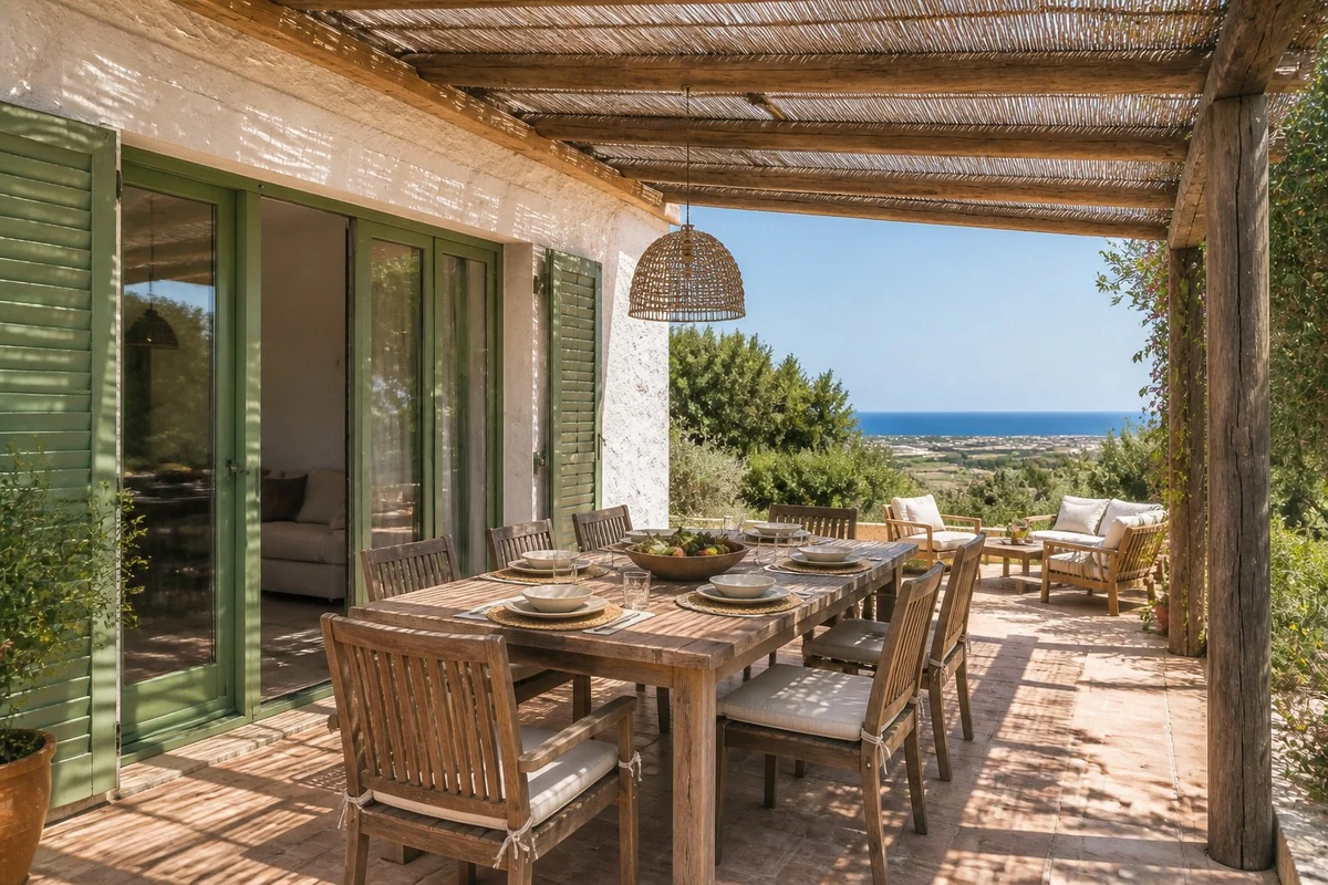 Terrazza con tavolo per sei